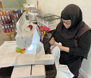 sewing room at the Skete
